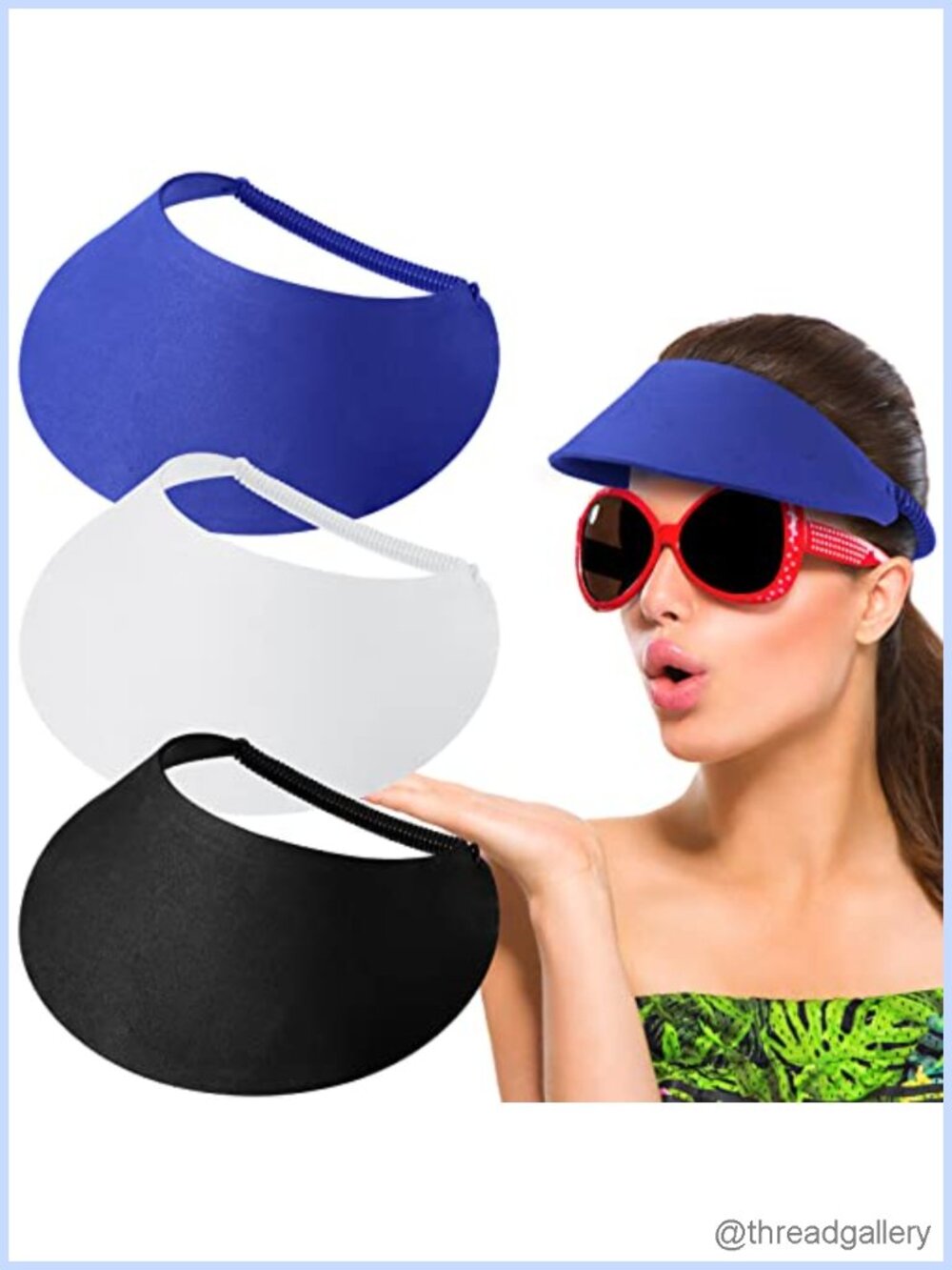3 Pack Foam Sun Visors Adjustable Elastic Sport Hats